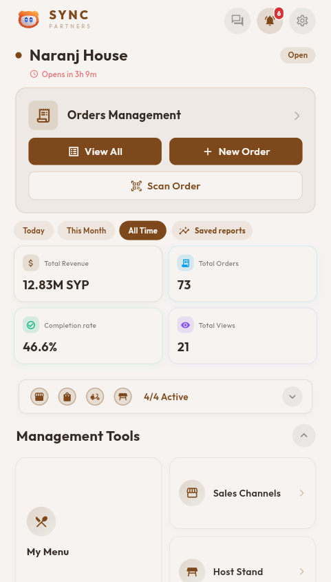 Illustrative Sync dashboard screen