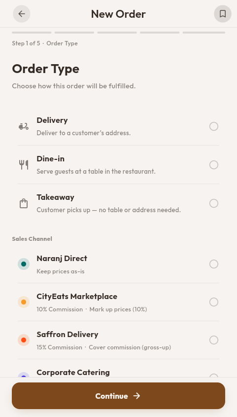 Illustrative Sync order workflow screen